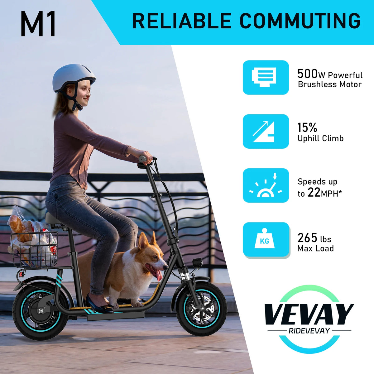 US Free Ship in Stock Powerful M1 48V 11.6Ah 750W 22Mph Adjustable Height Basket Turn Signal APP Adult Electric Scooter