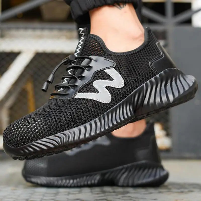 Summer Mesh Safety Shoes For Men Steel Toe Work Shoes Puncture Proof Protective Work Sneakers Man Non-slip Indestructible Shoes