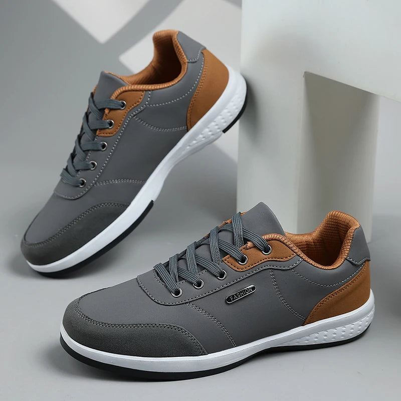 2026 New Walking Sports Shoes Leather Waterproof Casual Sports Shoes Non-slip Shock Absorption Running Shoes Men's Tennis Shoes