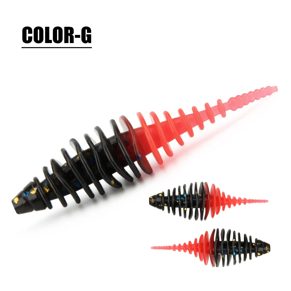 Rosewood Ribbed Worm Soft Plastic Lure Shad Bait 3.6cm/5.3cm For Perch Trout Bass Pike Fishing Tackle Jig Head Drop Shot Pesca