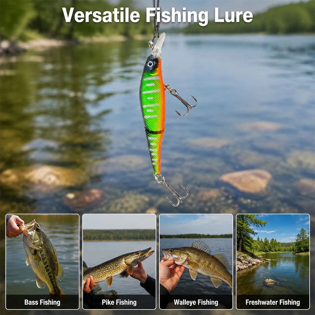 Flicker Shad Jointed Fishing Hard Bait Fishing Lures Hard Bait Deep Diving Swimbait for Bass Trout Freshwater and Saltwater