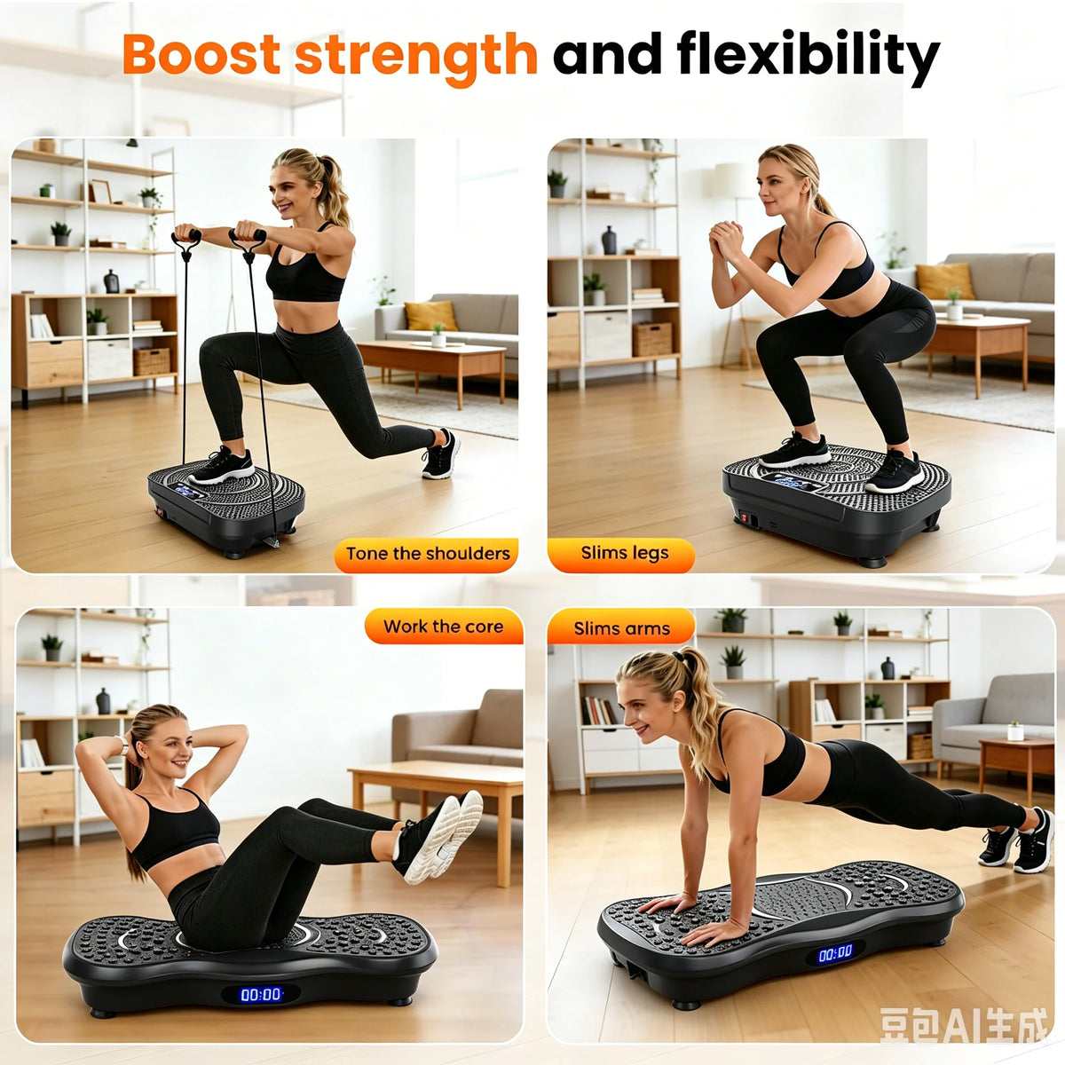 Vibration Plate Fitness Platform Exercise Machine Vibrating Shaking Full Body Shaker Workout Vibrate Stand Shake Board Sport for