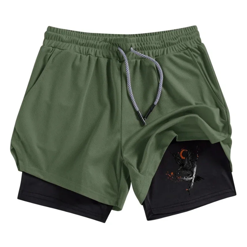 Performance Shorts Phone Pocket 2-In-1 for Men Comfortable Athletic Quick Dry Fitness Gym Workout Running Double Deck Jogging