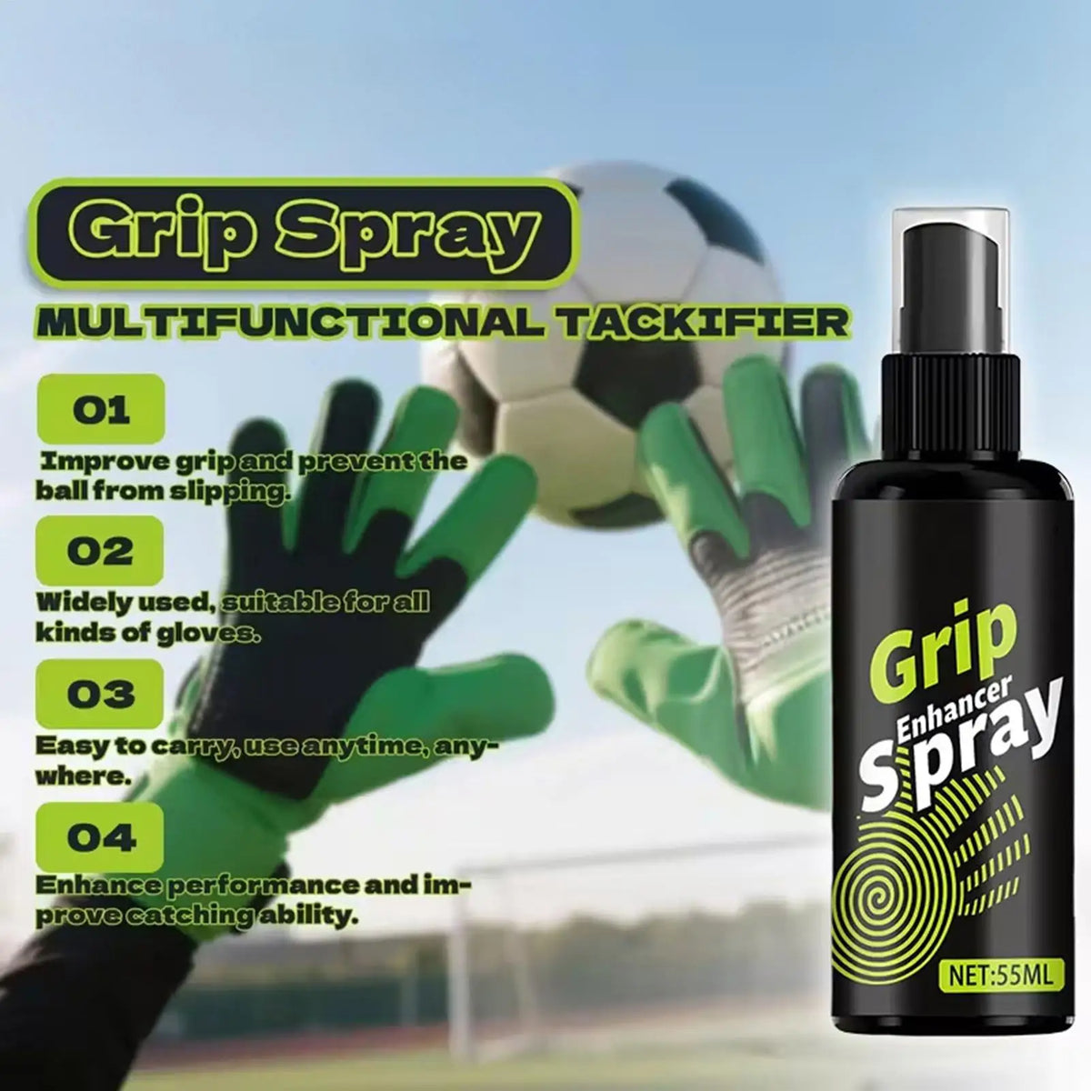 Goalie Glove Spray Grip Anti-Skid Sticky Adhesive Grip Spray Goalkeeper Glove Grip Spray Safe Goalkeeper Gloves Spray