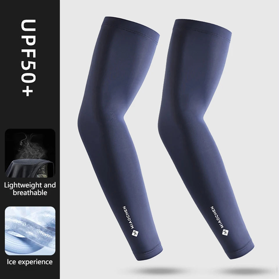 GTUBIKE 1 Pair New Ice Silk Sleeves UV Protect Breathable Cycling Arm Sports Outdoor Unisex Elastic Quick-dry Summer Sleeves