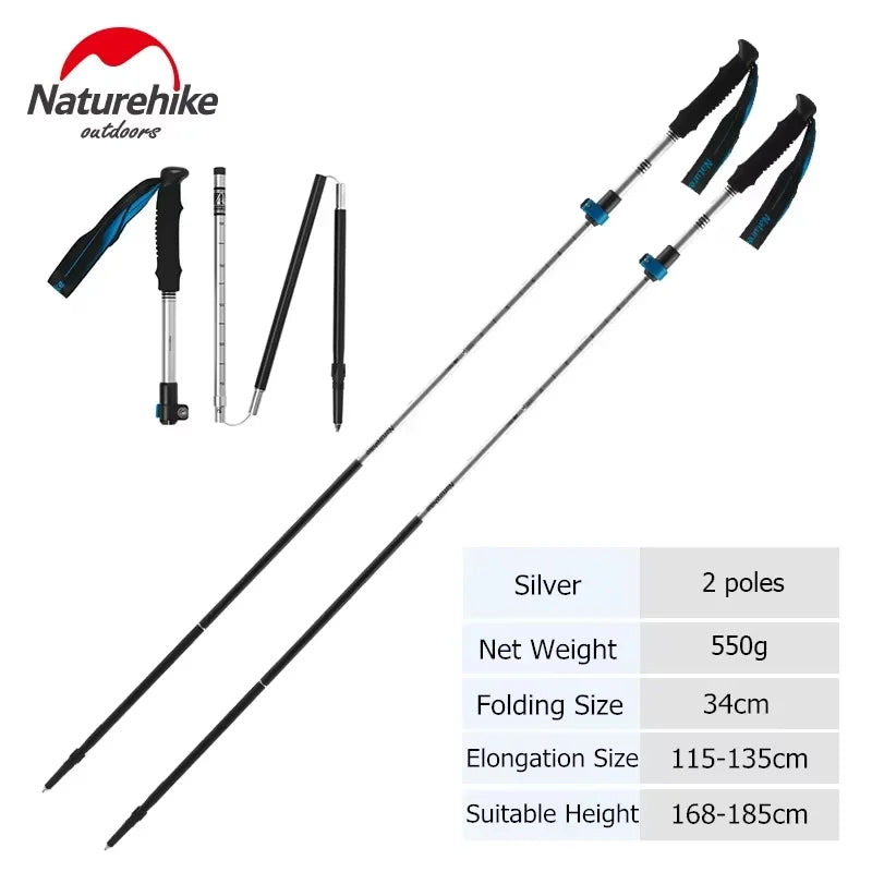 Naturehike Trekking Poles Folding Hiking Stick Collapsible Hiking Poles Trekking Stick Walking Poles Nordic Walking Sticks