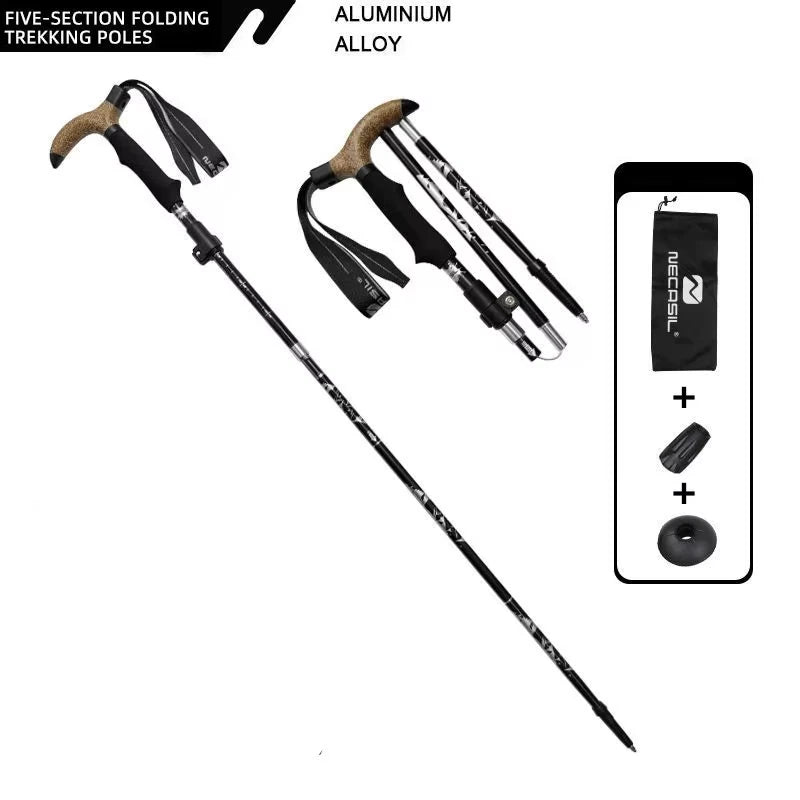 Walking Cane Telescopic Baton Folding Walking Sticks Aluminum Alloy Crutches Trekking Cane Hiking Trekking Poles North Pole