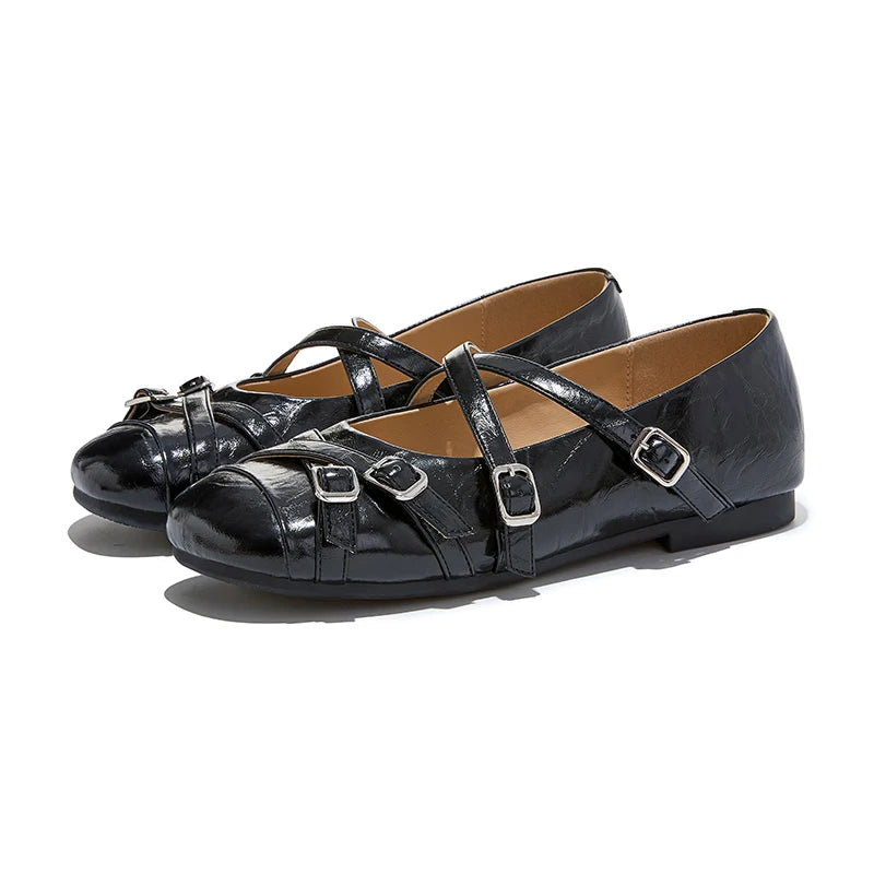 2026 New Women's Mary Jane Shoes Stylish Cross-Strap Flat Shoes Women Comfortable Ballet Frail Shoes for Spring and Autumn
