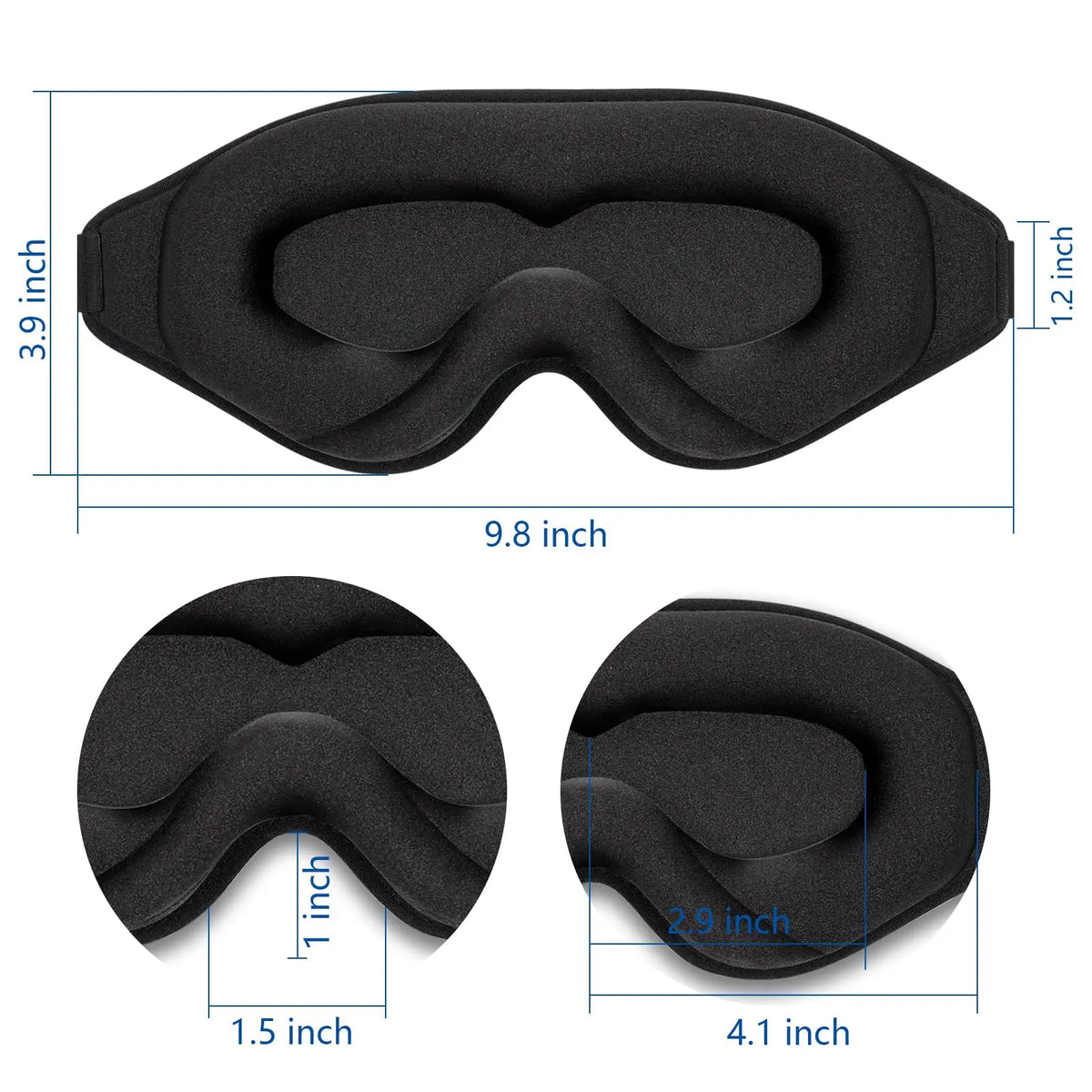 Sleep Mask 3D Eye Mask for Sleeping 100% Light Blocking Eye Covers with Adjustable Strap NightBlindfold for MenWomen Memory Foam