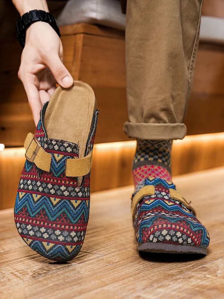 Walking Shoes Classic Versatile Closed Toe Men's Summer Sandals Casual Shoes Breathable Cork Mules Outdoor Beach Unisex Slippers