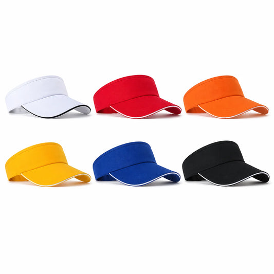 Adjustable Sports Sun Visor Hat for Women Men Solid Color Breathable Wide Brim Summer Cap for Golf Tennis Running Beach Outdoor