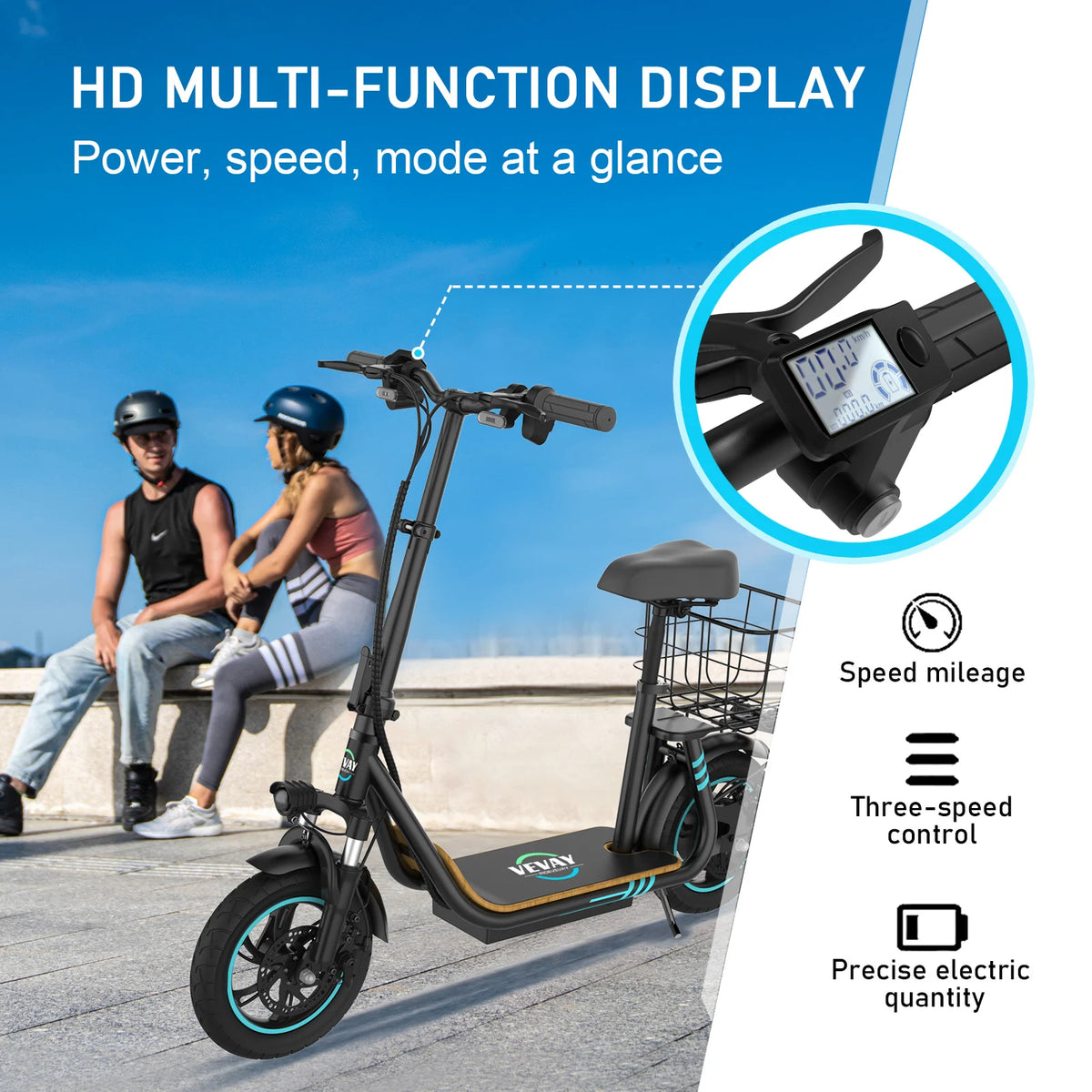 US Free Ship in Stock Powerful M1 48V 11.6Ah 750W 22Mph Adjustable Height Basket Turn Signal APP Adult Electric Scooter