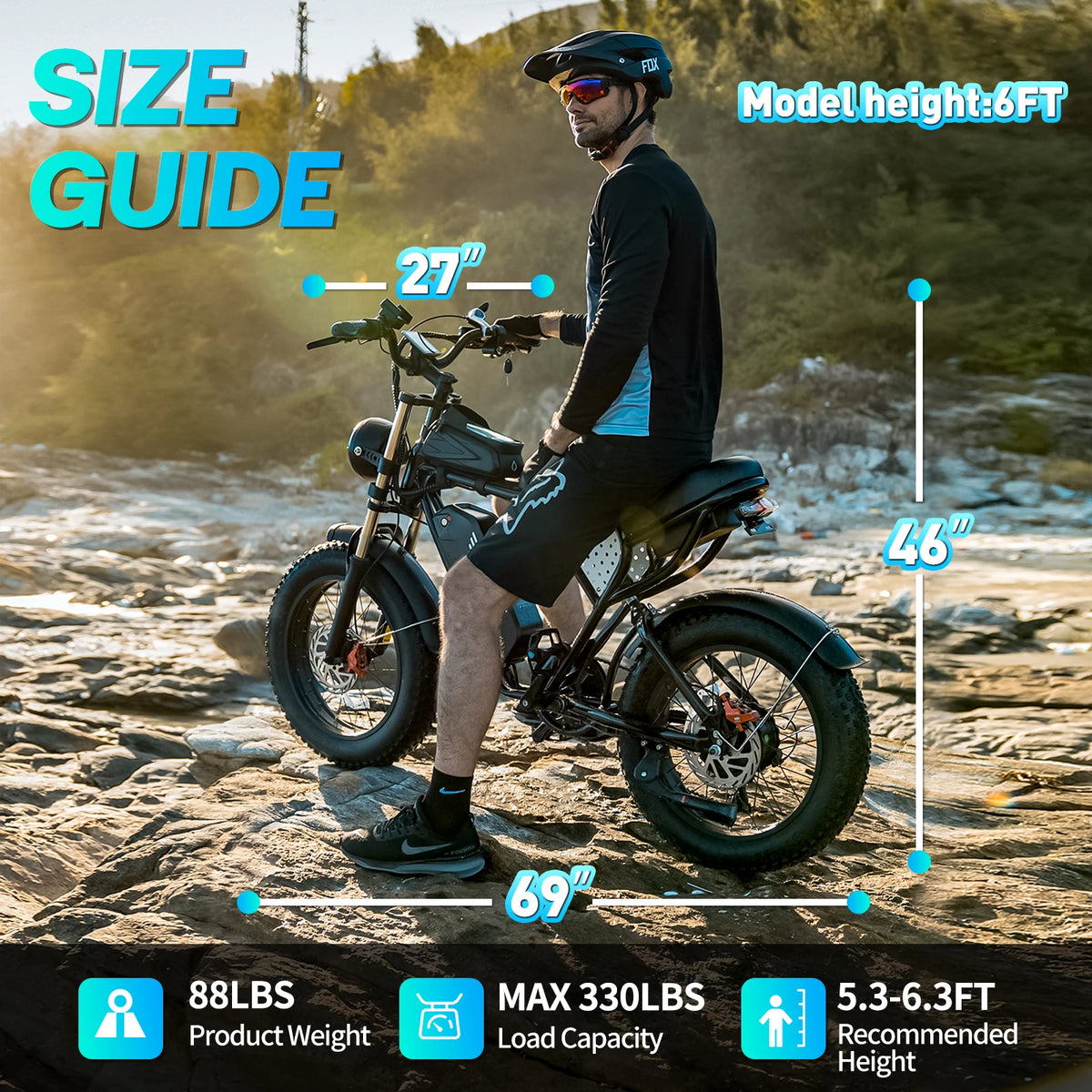 US Free Shipping Yvy Ridstar Q20 E Bike 48V 20Ah 20 Inch E-Bike Fat Tire Electric Mountain Dirt Bike Electric Bicycle for Adults