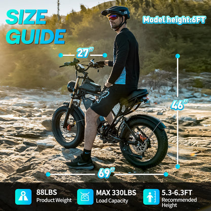 US Free Shipping Yvy Ridstar Q20 E Bike 48V 20Ah 20 Inch E-Bike Fat Tire Electric Mountain Dirt Bike Electric Bicycle for Adults
