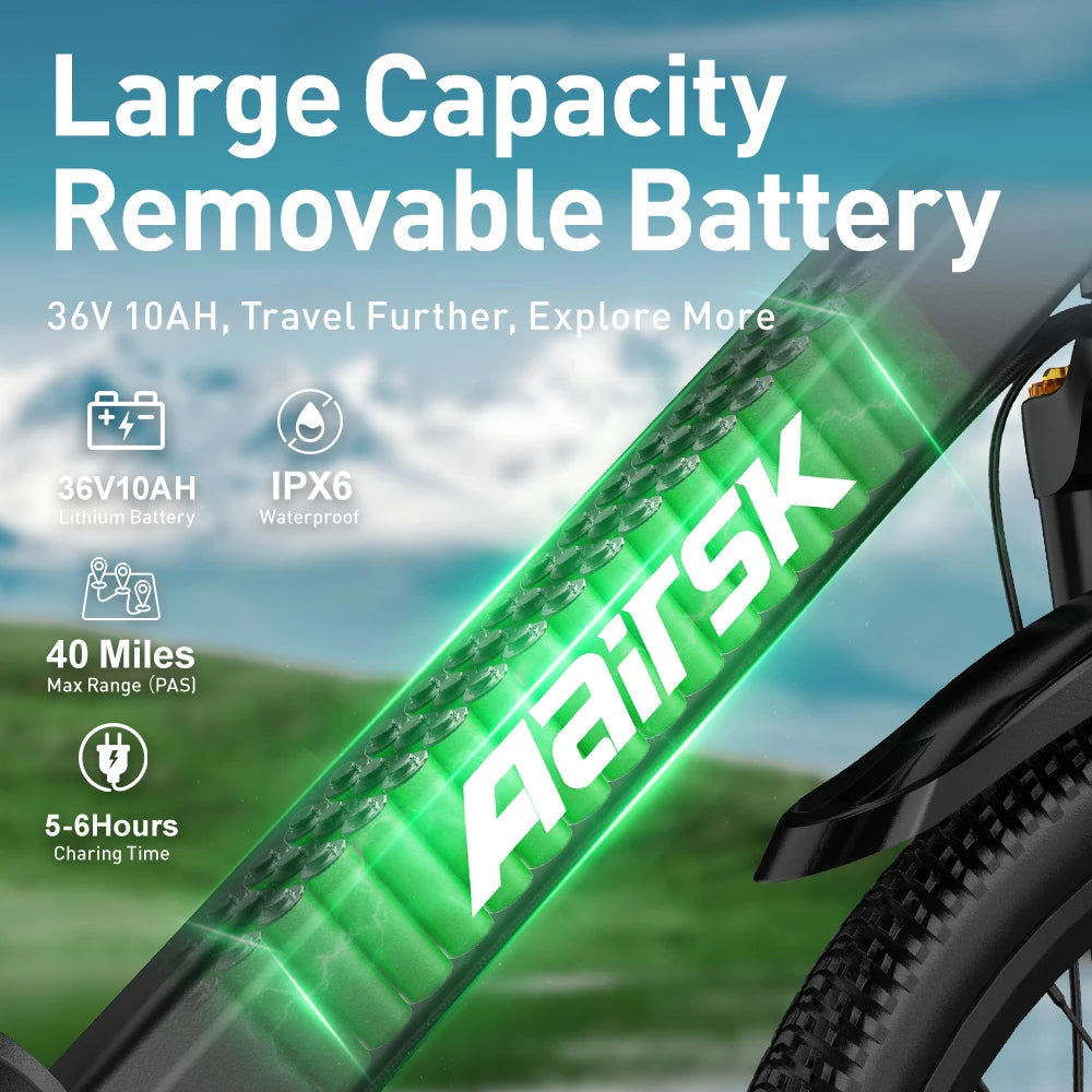 Aairsk Factory Direct Sales Electric Bike Bicicleta Moped Style Ebike Electric Bike Front Suspension Cycling for Adults
