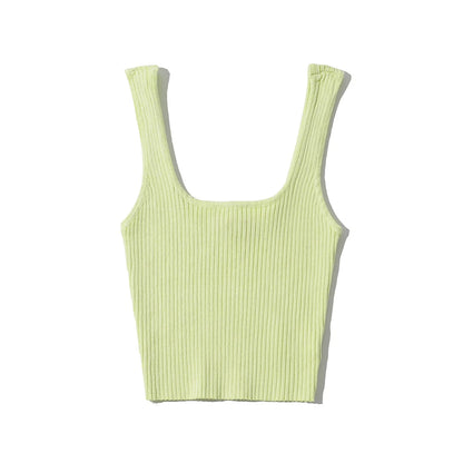 2024 Summer crop tops cute sexy sleeveless top women vintage cropped tank tops women ribbed tops korean fashion black white