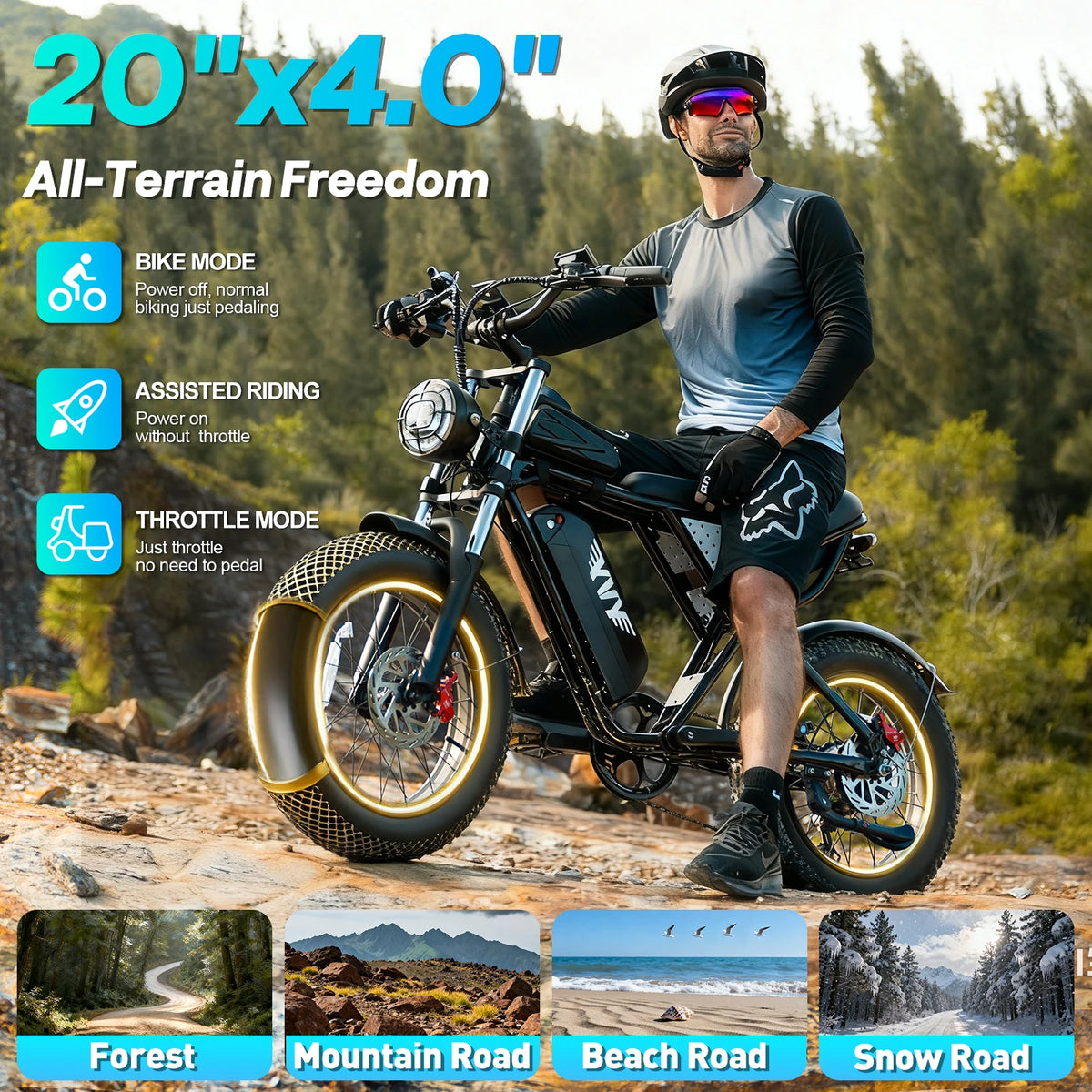 US Free Shipping Yvy Ridstar Q20 E Bike 48V 20Ah 20 Inch E-Bike Fat Tire Electric Mountain Dirt Bike Electric Bicycle for Adults
