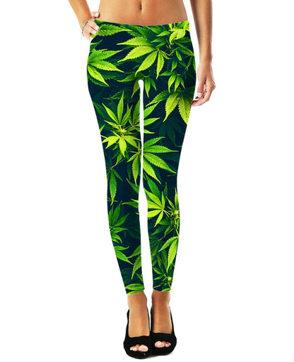 Women Leggings Fashion 3D Digital Printing Weed/Palm Trees/Sunflower Leggings Sexy Elastic Female Skinny Leggings Gothic DDK3