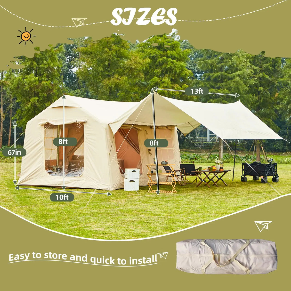 Wholesale Large Size Outdoor Portable Inflatable Camping Tent Waterproof and Explosion-proof Air House Tent