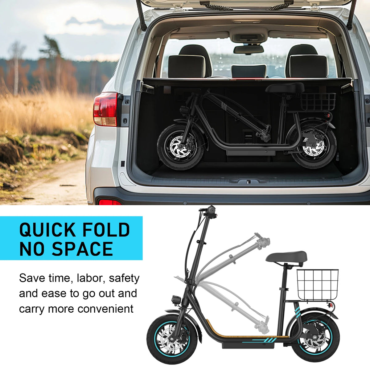 US Free Ship in Stock Powerful M1 48V 11.6Ah 750W 22Mph Adjustable Height Basket Turn Signal APP Adult Electric Scooter