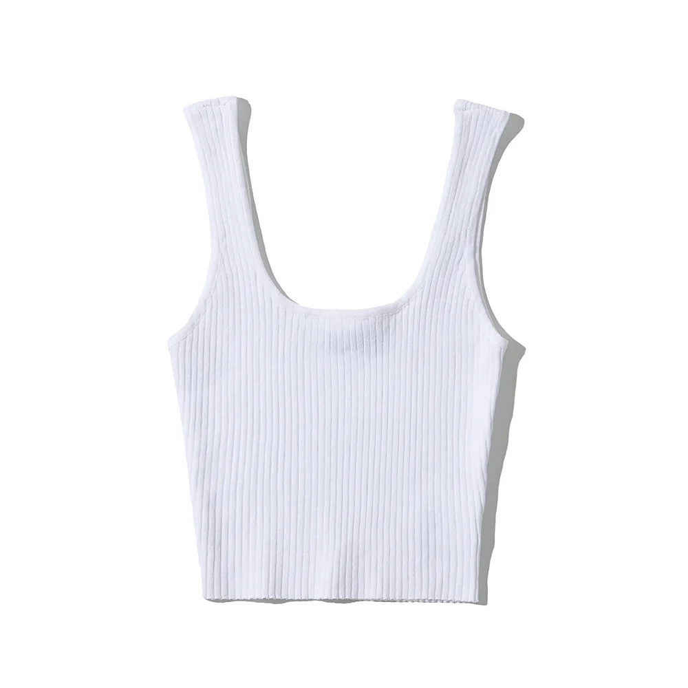 2024 Summer crop tops cute sexy sleeveless top women vintage cropped tank tops women ribbed tops korean fashion black white