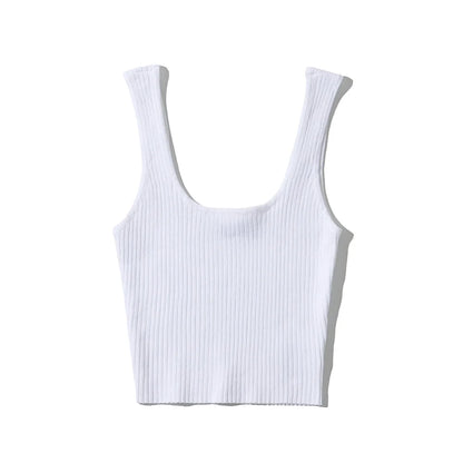 2024 Summer crop tops cute sexy sleeveless top women vintage cropped tank tops women ribbed tops korean fashion black white