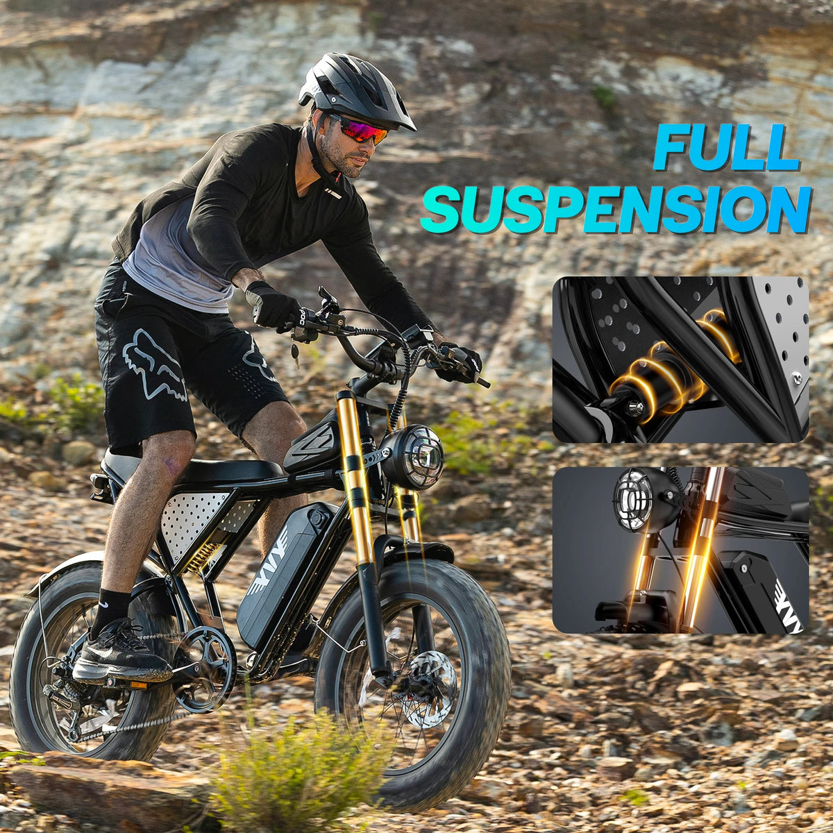 US Free Shipping Yvy Ridstar Q20 E Bike 48V 20Ah 20 Inch E-Bike Fat Tire Electric Mountain Dirt Bike Electric Bicycle for Adults