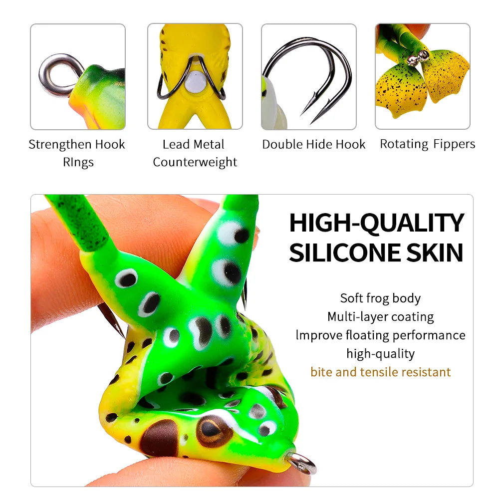 1PCS Double Propeller Rotating Leg Soft Frog Fishing Lure 9.5cm/13.5g Artificial Bait Crankbait Topwater Carp Fishing Tackle