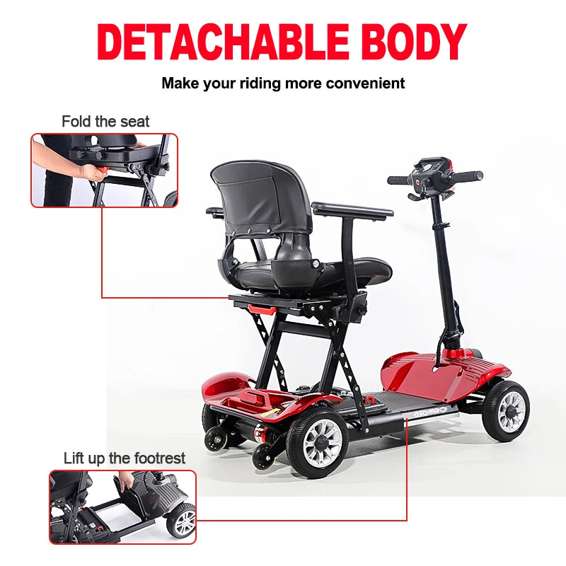 Free Shipping Lightweight 4 Wheel Portable Handicapped Folding Mobility Scooter Elderly Foldable Medical Scooter for Disabled