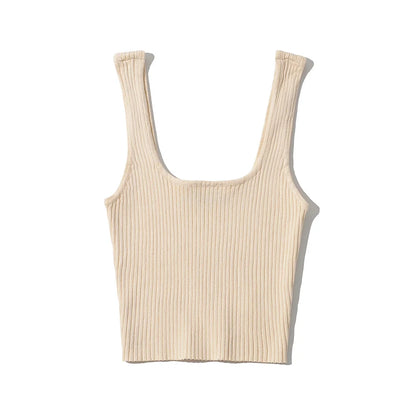 2024 Summer crop tops cute sexy sleeveless top women vintage cropped tank tops women ribbed tops korean fashion black white