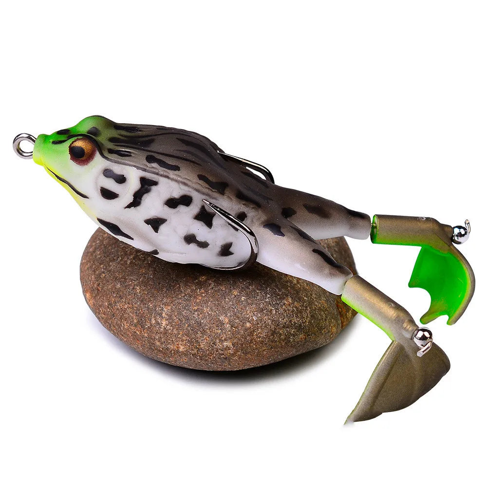 1PCS Double Propeller Rotating Leg Soft Frog Fishing Lure 9.5cm/13.5g Artificial Bait Crankbait Topwater Carp Fishing Tackle