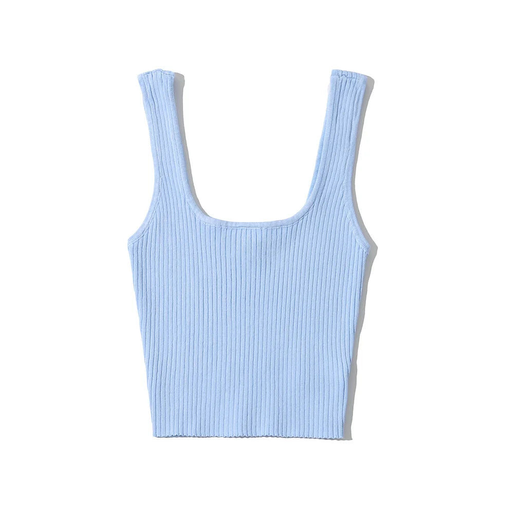 2024 Summer crop tops cute sexy sleeveless top women vintage cropped tank tops women ribbed tops korean fashion black white