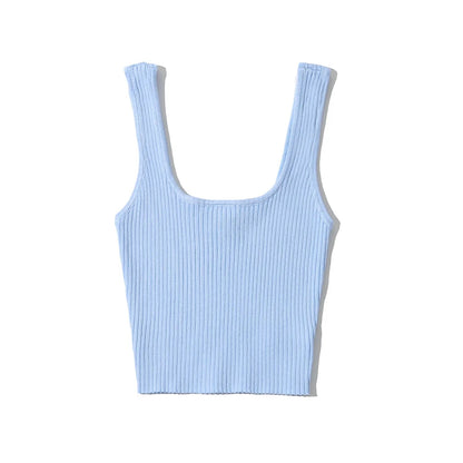 2024 Summer crop tops cute sexy sleeveless top women vintage cropped tank tops women ribbed tops korean fashion black white