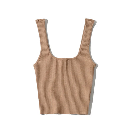2024 Summer crop tops cute sexy sleeveless top women vintage cropped tank tops women ribbed tops korean fashion black white