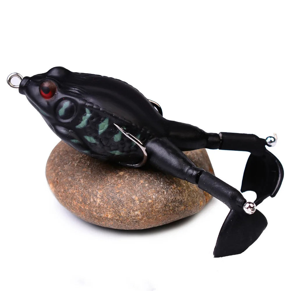 1PCS Double Propeller Rotating Leg Soft Frog Fishing Lure 9.5cm/13.5g Artificial Bait Crankbait Topwater Carp Fishing Tackle
