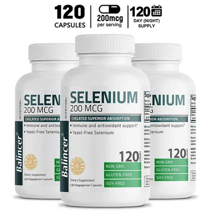 Selenium Supplement - Chelated Amino Acid Complex - High Absorption, Antioxidant, Enhances Immune Function, Thyroid Support