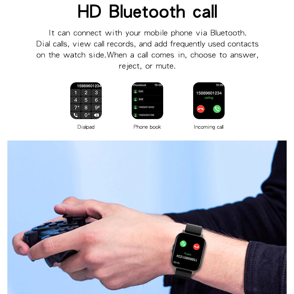 Smart Watch For Men Women Gift Full Touch Screen Sports Fitness Watches Blue Tooth Call Smartwatch Music Wristwatch Waterproof