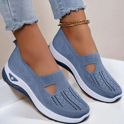 Woman Summer Breathable Mesh Flat Shoes Women Knitted Loafers Elderly Women's Shoes Mom Sneakers Middle-aged Women Casual Shoes