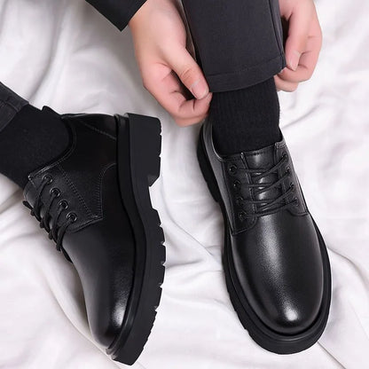 Men's Business Casual Breathable Shoes Spring 2026 New Style Leisure Leather Shoes Increased Height Inner Design British Style