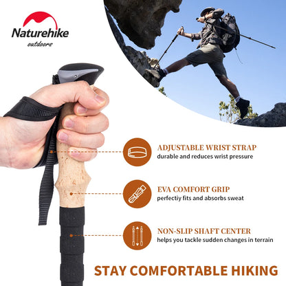 Naturehike Trekking Poles 2 Poles Ultralight Carbon Fiber Walking Sticks Outdoor Folding Portable Climb Hiking Telescopic Poles