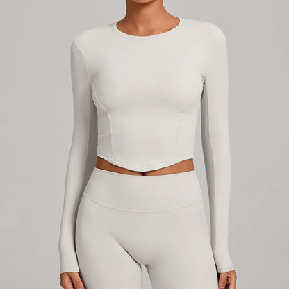 Gym Workout Top Women's Winter Tight-Fitting Long-Sleeved Yoga Sports Fitness Clothes Pilates Running Sports Long-Sleeved Tops