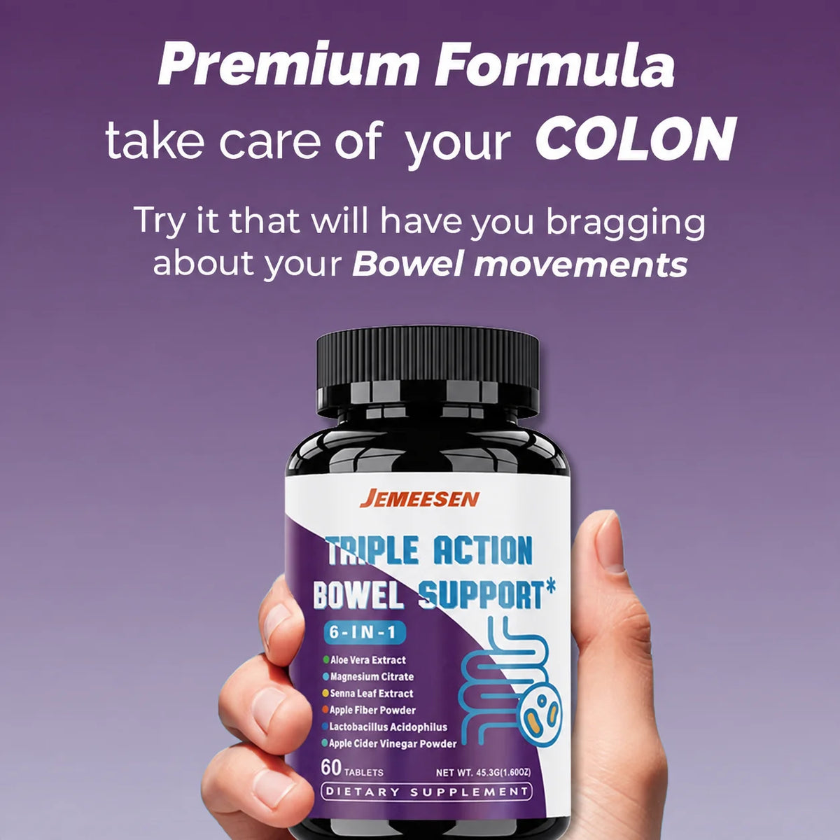 Composite dietary supplement (including psyllium/magnesium),gentle,promotes digestion,making the intestines more comfortable