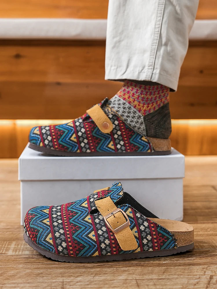 Walking Shoes Classic Versatile Closed Toe Men's Summer Sandals Casual Shoes Breathable Cork Mules Outdoor Beach Unisex Slippers