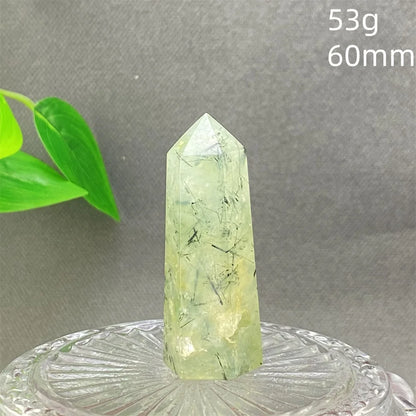 1PC Natural Green Grape Black Hair Crystal Tower Crystal Obelisk for Meditation Chakra Home Decor Magic Gemstone