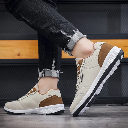 2026 New Walking Sports Shoes Leather Waterproof Casual Sports Shoes Non-slip Shock Absorption Running Shoes Men's Tennis Shoes