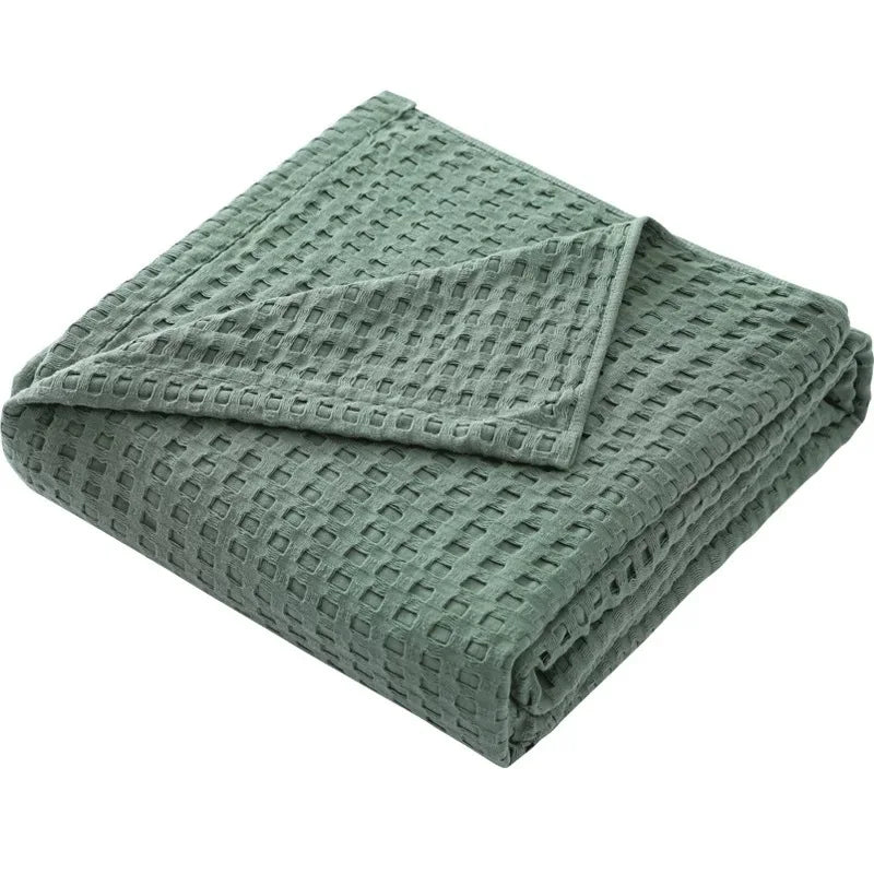 Cotton Waffle Weave Blanket for Spring Summer Ultra Soft Waffle Weave King Blanket for Bed Thin Lightweight Breathable