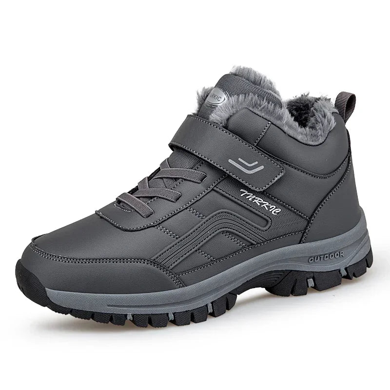 Winter Boots for Men New Waterproof PU Leather Warm Snow Ankle Boots Outdoor Warm plush Non-slip Work High-top Casual Shoes