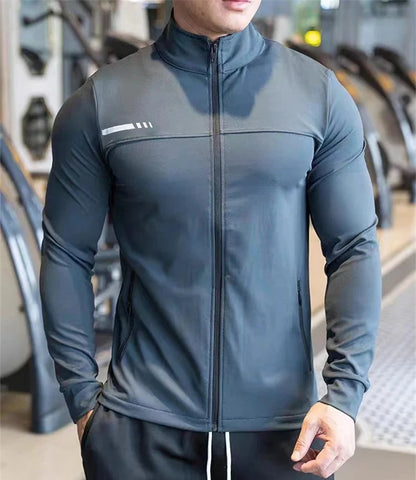 Mens Gym Fitness Tops Casual Jogging Sports Jacket Outdoor Workout Training Sweatshirt zipper Jacket Running Tights Men clothes