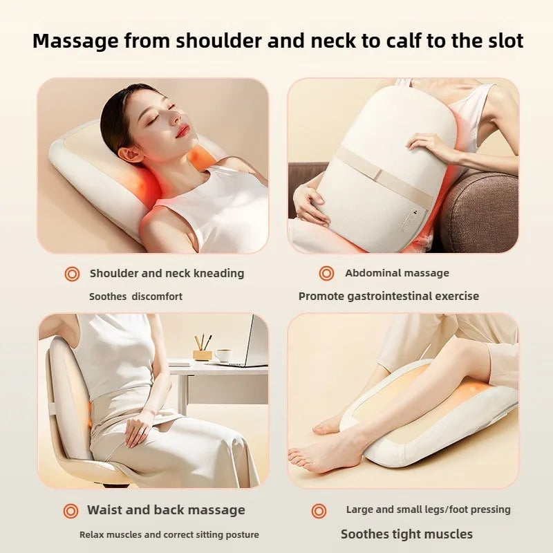 Cervical Vertebra Neck Massager Electric Red Light Heating Waist Back Kneading Massage Cushion Full Body Wireless Mechanical Arm