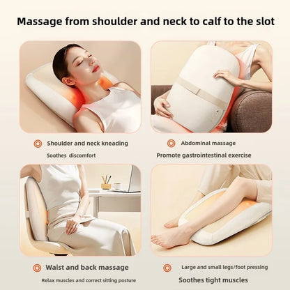 Cervical Vertebra Neck Massager Electric Red Light Heating Waist Back Kneading Massage Cushion Full Body Wireless Mechanical Arm